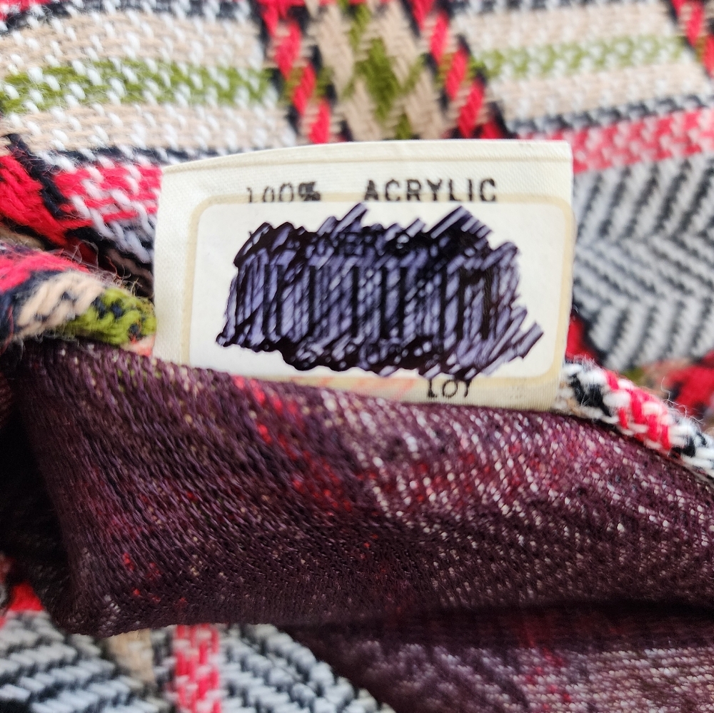 1970s Mary Hayes of California Plaid Vintage Poncho Size 7/8 - Picture 6 of 6
